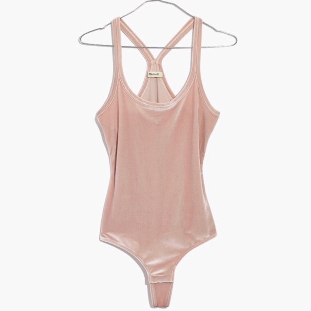 NWOT Madewell Velvet Racerback Bodysuit Sz Small.
